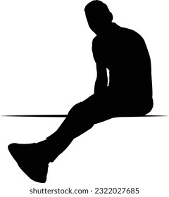 a man sitting body silhouette vector