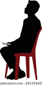 a man sitting body silhouette vector