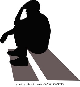 a man sitting body silhouette vector
