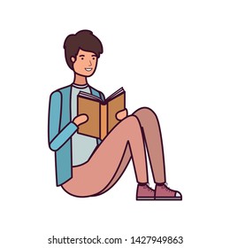man sitting with book in hands