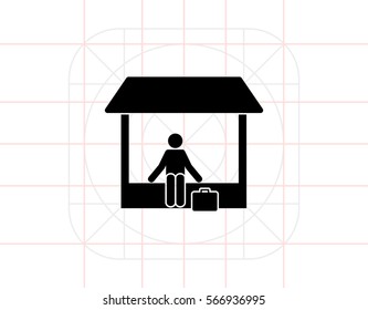 Man Sitting In Bus Shelter Icon