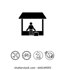 Man Sitting in Bus Shelter Icon