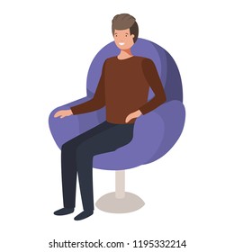 man sitting in chair avatar character