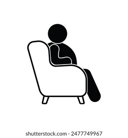 man sitting in chair icon, obesity and sedentary lifestyle illustration