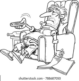 man sitting in a chair with a remote control