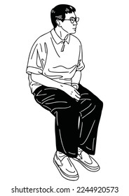 man sitting city man casual lifestyle hand drawn art illustration