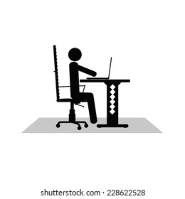 man sitting at the computer vector silhouette illustration