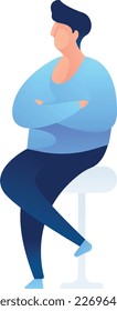 Man Sitting Cross Legged Curvy 2 UI Banner Illustration Vector EPS