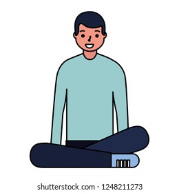 man sitting with crossed legs