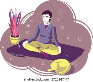 Man Sitting Crossing Legs Doing Yoga Stock Vector (Royalty Free) 1723147447