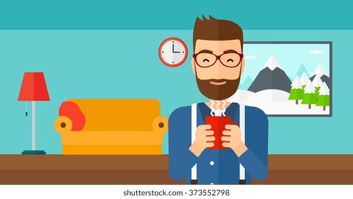 Man sitting with cup of coffee. Man sitting with cup of coffee.