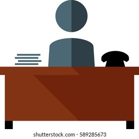 Man Sitting At Desk Icon