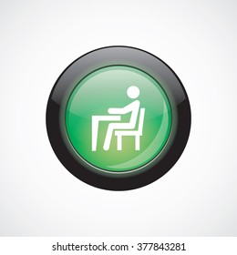 man sitting at the desk icon, on white background
