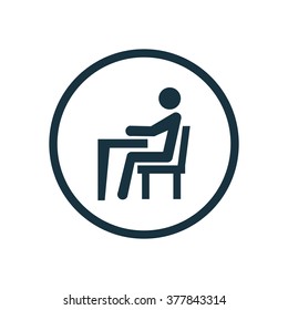 man sitting at the desk icon, on white background