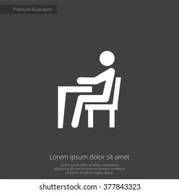 man sitting at the desk icon, on dark background