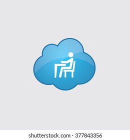 man sitting at the desk icon, on white background