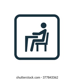 man sitting at the desk icon, on white background