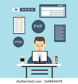 Man sitting at a desk and working on the computer
