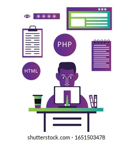 Man sitting at a desk and working on the computer