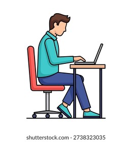 A man sitting at a desk working on a laptop computer