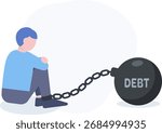 A man sitting down, shackled by debt