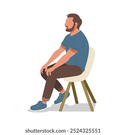 man sitting flat design illustration