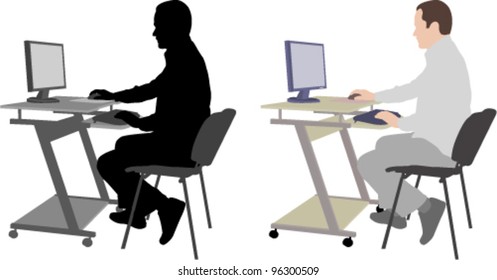 Man Sitting In Front Of Computer