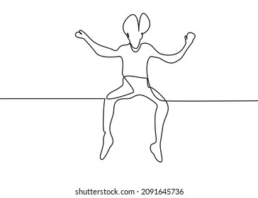 man sitting high with hands up drawing concept