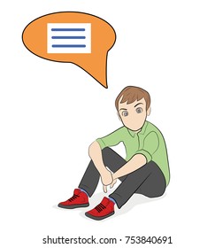 man sitting with his thoughts in the form of a ball. vector illustration.