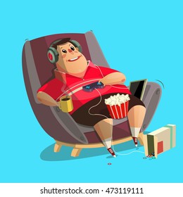 Man sitting at home and playing  games