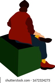Hombre sentado, ilustración, vector sobre fondo blanco.