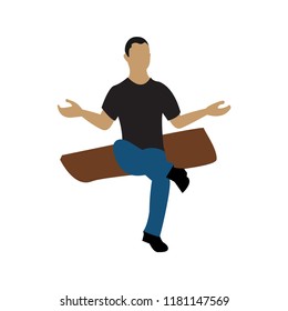 man sitting logo icon design template vector