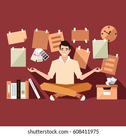 A man is sitting in a lotus position