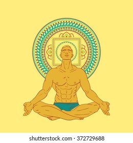 Man sitting in meditation pose.