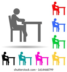 Man, sitting multi color style icon. Simple glyph, flat vector of man sitting on icons for ui and ux, website or mobile application