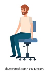 man with sitting in office chair avatar character