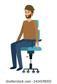 man with sitting in office chair avatar character