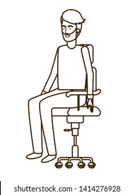 man with sitting in office chair avatar character
