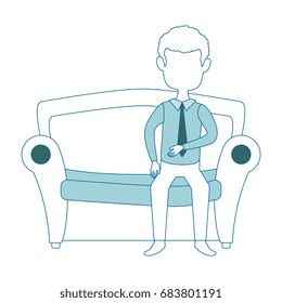 man sitting on armchair