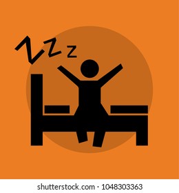 Man Sitting on Bed Who Just Woke Up Yawning