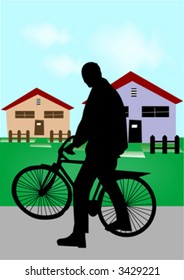 man sitting on bicycle