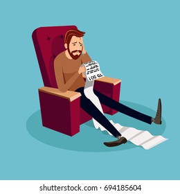 Man Sitting On A Chair, Holding A Long To Do List