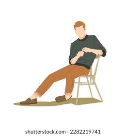 man sitting on chair isolated illustration