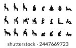 man sitting on chair, large set of sitting people, stick human figure, isolated pictograms