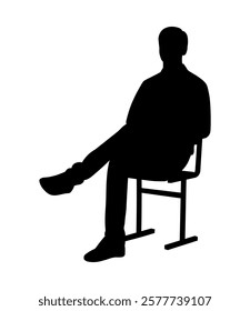 Man sitting on a chair, male black silhouette