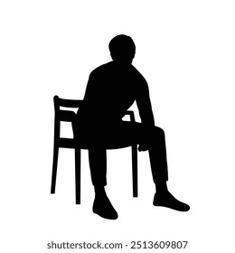 man sitting on chair silhouette, vector on white background