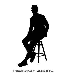 man sitting on chair silhouette, vector