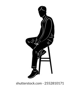 man sitting on chair silhouette, vector