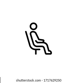 Man sitting on a chair simple black line web icon vector illustration. Editable stroke. 48x48 Pixel Perfect.