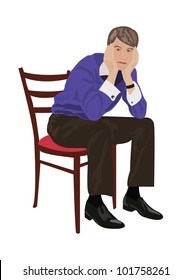 Man sitting on chair and thinking about something